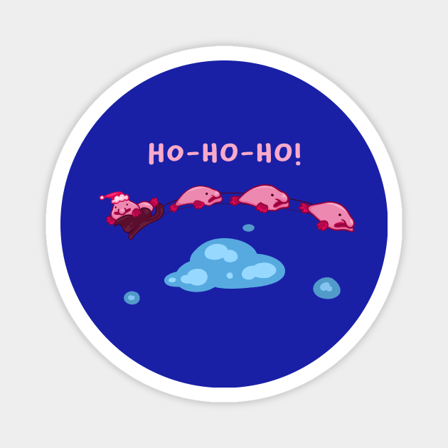 Santa Blobfish Claus Ho-Ho-Ho! Magnet by manydoodles